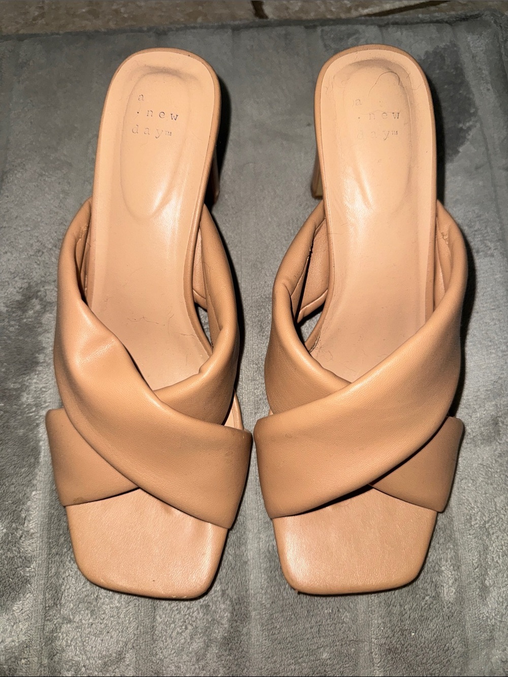 Target Women's Tan Cross-Band Slide Mules